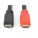 Digitus HDMI High Speed Kabel, mit Verstärker schwarz/rot, 30 Meter