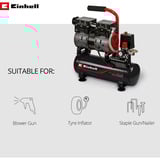 EINHELL Kompressor TE-AC 110/6 Silent Plus schwarz/rot, 550 Watt