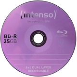 Intenso BD-R 25 GB, Blu-ray-Rohlinge 6fach, 25 Stück, bedruckbar, Retail