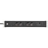 Brennenstuhl Premium-Web-Line V3 Internet-Steckdosenleiste 19" 4-fach, 2 Main + 2 Follow schwarz, 1,5HE, 3 Meter Kabel, Main-Follow Funktion, LAN-Anschluss