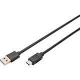 Digitus USB 2.0 Anschlusskabel USB-A > USB-C schwarz, 3 Meter, PD, Laden mit bis zu 15 Watt