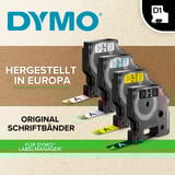 Dymo D1 ORIGINAL Schriftband 10er-Vorteilspack, schwarz auf weiß, 9mm x 7m 10 Bänder