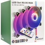 Inter-Tech Argus RGB-Fan Set RS-06 120x120x25, Gehäuselüfter 3er Set, inkl. Controller