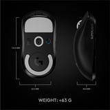 Logitech PRO X SUPERLIGHT, Gaming-Maus schwarz, HERO-Sensor