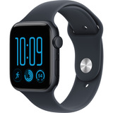Apple Watch SE 3, Smartwatch schwarz, 44 mm, Sportarmband Navyblau M/L