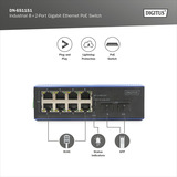 Digitus Industrial 8+2-Port Gigabit Ethernet PoE, Switch 