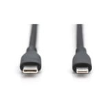 Digitus USB 2.0 Silikon-Kabel USB-C > Lightning, MFI zertifiziert schwarz, 1 Meter, PD 2.0, Laden mit bis zu 60 Watt