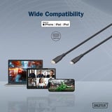Digitus USB 2.0 Silikon-Kabel USB-C > Lightning, MFI zertifiziert schwarz, 1 Meter, PD 2.0, Laden mit bis zu 60 Watt