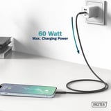Digitus USB 2.0 Silikon-Kabel USB-C > Lightning, MFI zertifiziert schwarz, 2 Meter, PD 2.0, Laden mit bis zu 60 Watt