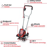 EINHELL Akku-Bodenhacke GE-CR 30 Li, 36Volt (2x18V) rot/schwarz, ohne Akku und Ladegerät