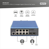 Digitus Industrieller 8+2-Port L2 managed Gigabit Ethernet PoE Switch 