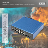 Digitus Industrieller 8+2-Port L2 managed Gigabit Ethernet PoE Switch 