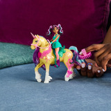 Spin Master Unicorn Academy - Ava und Einhorn Leaf, Spielfigur mit echter Mähne und Schweif sowie Bürste