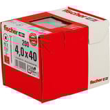 fischer Spanplattenschraube PowerFast 4,0x40 Senkkopf PZ 200 Stück, mit Teilgewinde, Edelstahl A2
