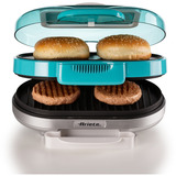Ariete Hamburger-Grill Party Time, Elektro-Grillplatte hellblau/silber, 1.200 Watt, 50's Style