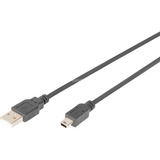 Digitus USB 2.0 Kabel, USB-A Stecker > mini USB Stecker schwarz, 1 Meter
