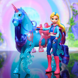 Spin Master Unicorn Academy - Isabel und Einhorn River, Spielfigur mit echter Mähne und Schweif sowie Bürste