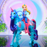 Spin Master Unicorn Academy - Isabel und Einhorn River, Spielfigur mit echter Mähne und Schweif sowie Bürste