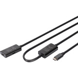 Digitus Aktives USB 3.2 Gen 1 Verlängerungskabel, USB-C Stecker > USB-C Buchse schwarz, 10 Meter, Repeater Kabel