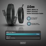 Digitus Aktives USB 3.2 Gen 1 Verlängerungskabel, USB-C Stecker > USB-C Buchse schwarz, 10 Meter, Repeater Kabel