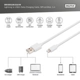 Digitus USB 2.0 Daten-/Ladekabel USB-A > Lightning, MFI zertifiziert weiß, 1 Meter, PD, Laden mit bis zu 12 Watt