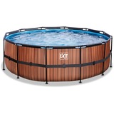 Exit Toys Wood Pool, Frame Pool Ø 427x122cm, Schwimmbad braun, mit Filterpumpe