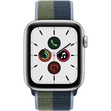 Apple Watch SE, Smartwatch silber/dunkelbraun, 44mm, Sport Loop, Aluminium-Gehäuse, LTE