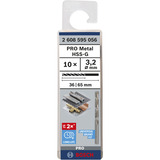Bosch PRO Metal HSS-G Spiralbohrer, Ø 3,2mm 10 Stück, Arbeitslänge 36mm