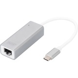 Digitus USB 3.2 Gen 1 Adapter, USB-C Stecker > RJ-45 Buchse weiß/silber, 20cm, 10/100/1.000 Mbit/s