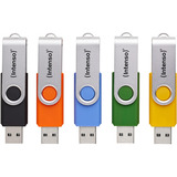 Intenso Office Line Multipack 16 GB, USB-Stick 5 USB-A 3.2 USB-Sticks in Gelb, Grün, Schwarz, Blau + Orange
