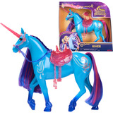 Spin Master Unicorn Academy - Einhorn River, Spielfigur 28 cm groß, mit echter Mähne und Schweif, abnehmbarem Zaumzeug, Sattel und Bürste