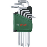Bosch Heimwerken & Garten Sechsrund Innensechskantschlüssel Set, 9-teilig, Schraubendreher grün/schwarz, Aufbewahrungsclip