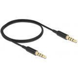 DeLOCK Klinkenkabel 3,5mm 4Pin > 3,5mm 4Pin Stecker Ultra Slim schwarz, 0,5 Meter