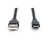 Digitus USB 2.0 Silikon-Anschlusskabel USB-A > USB-C schwarz, 0,5 Meter, PD, Laden mit bis zu 60 Watt