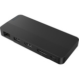 Lenovo USB-C 3.2 Gen 2 Reisedock für zwei Displays, Adapter schwarz, HDMI, DisplayPort, USB-A, USB-C, LAN