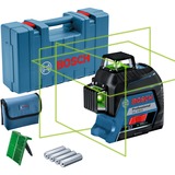 Bosch Linienlaser GLL 3-80 G Professional, Kreuzlinienlaser blau/schwarz, Koffer, grüne Laserlinien