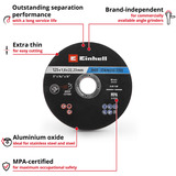 EINHELL Trennscheibe dünn, Ø 125 x 1,0mm, 50 Stück für Winkelschleifer