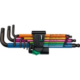 Wera 950/9 Hex-Plus Multicolour 1 Winkelschlüsselsatz, 9-teilig, Schraubendreher mit Halteclip, BlackLaser-Oberfläche