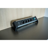 Brennenstuhl Alu-Office-Line Steckdosenleiste 4-fach, 2x USB, für den Schreibtisch schwarz/aluminium, 1,8 Meter Kabel, USB-A, USB-C PD, mit Sicherheitsschalter