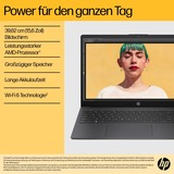 HP 15-fc0155ng, Notebook schwarz, AMD Ryzen 5 7520U, AMD Radeon Graphics, 16 GB LPDDR5, 512 GB (512 GB SSD), ohne Betriebssystem