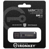 Kingston IronKey Locker+ 50 G2 64 GB, USB-Stick anthrazit, USB-A 3.2 Gen 1