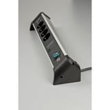 Brennenstuhl Alu-Office-Line Steckdosenleiste 4-fach, für den Schreibtisch schwarz/aluminium, 1,8 Meter Kabel, 60.000A Überspannungsschutz, 2x USB-A