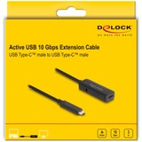 DeLOCK USB 3.2 Gen 2 Aktivverlängerungskabel, USB-C Stecker > USB-C Buchse schwarz, 3 Meter, 10 Gbps, mit DC Strombuchse