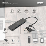 Digitus USB 3.0 Hub 4-Port Slim Line, USB-Hub schwarz