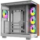 Thermaltake View 380 XL WS ARGB Snow White, Tower-Gehäuse weiß/holz, Tempered Glass x 2, Holz-Struktur