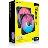 Corsair iCUE LINK RX140 RGB Dual, Gehäuselüfter schwarz, 2er Pack, 140 mm
