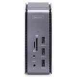 Digitus 14 Port Dockingstation grau/schwarz, HDMI, DP, USB-A, USB-C, USB4, 3,5mm, SD/MicroSD, 8K