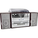 Karcher KA 320, Kompaktanlage holz/silber, Radio, CD, Plattenspieler, Doppelkassettendeck, USB, SD