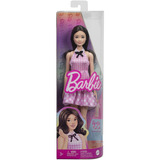 Mattel Barbie Fashionistas Puppe mit schwarzen Haaren und rosa Gingham-Kleid 