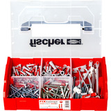 fischer FixTainer - DuoPower/DuoTec + Schrauben, Dübel hellgrau/rot, 200-teilig